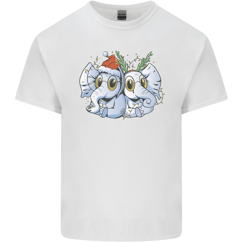 Christmas Elephants Xmas Mens Cotton T-Shirt Tee Top White
