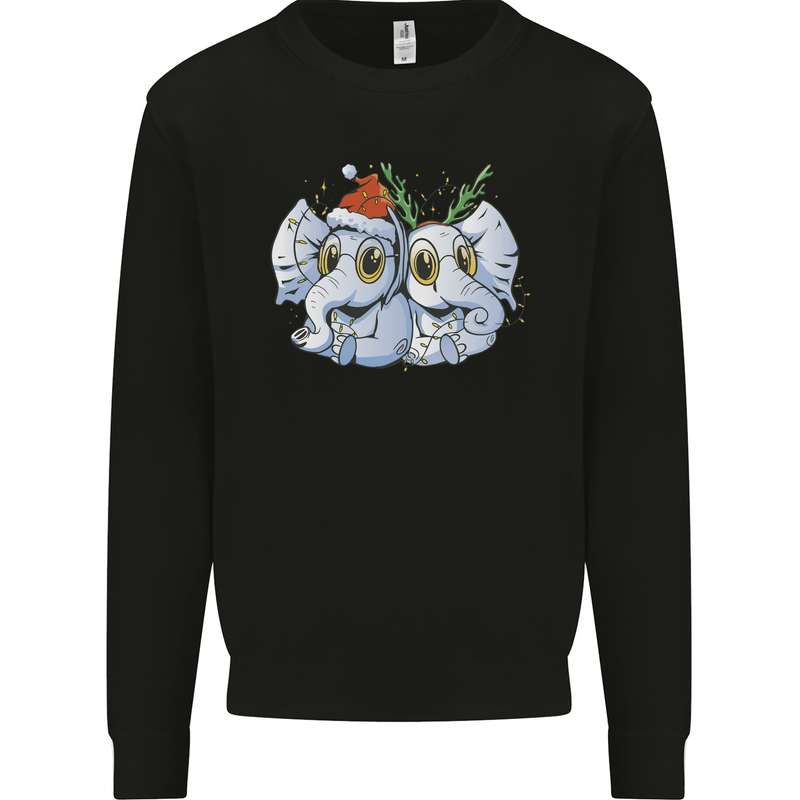 Christmas Elephants Xmas Mens Sweatshirt Jumper Black