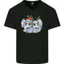 Christmas Elephants Xmas Mens V-Neck Cotton T-Shirt Black