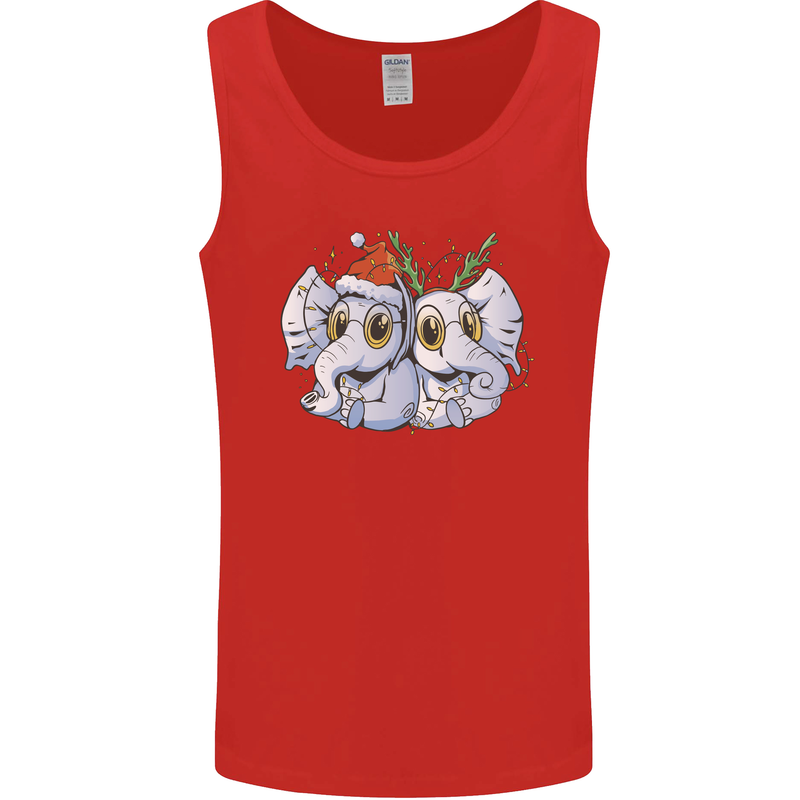 Christmas Elephants Xmas Mens Vest Tank Top Red