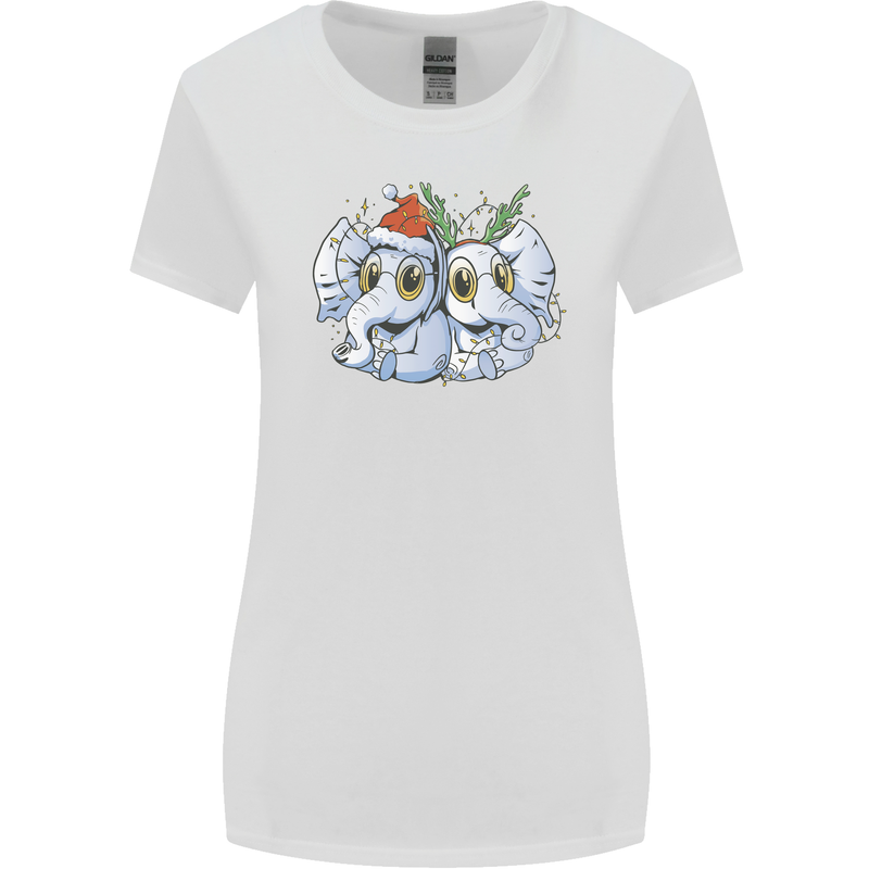 Christmas Elephants Xmas Womens Wider Cut T-Shirt White