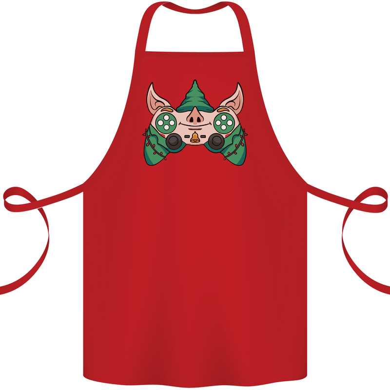 Christmas Elf Video Game Controller Joypad Xmas Cotton Apron 100% Organic Red