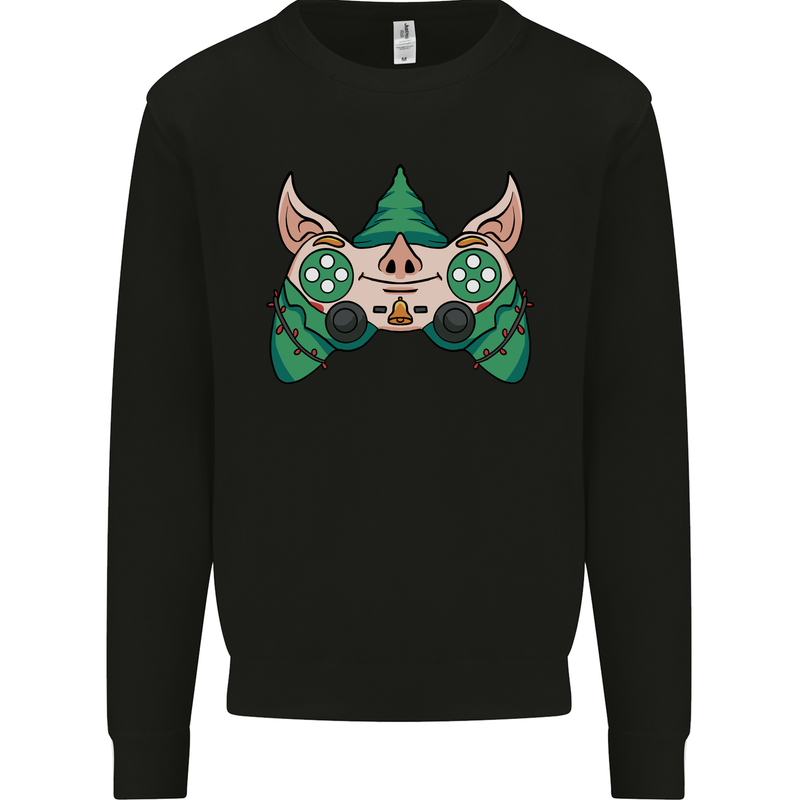 Christmas Elf Video Game Controller Joypad Xmas Kids Sweatshirt Jumper Black