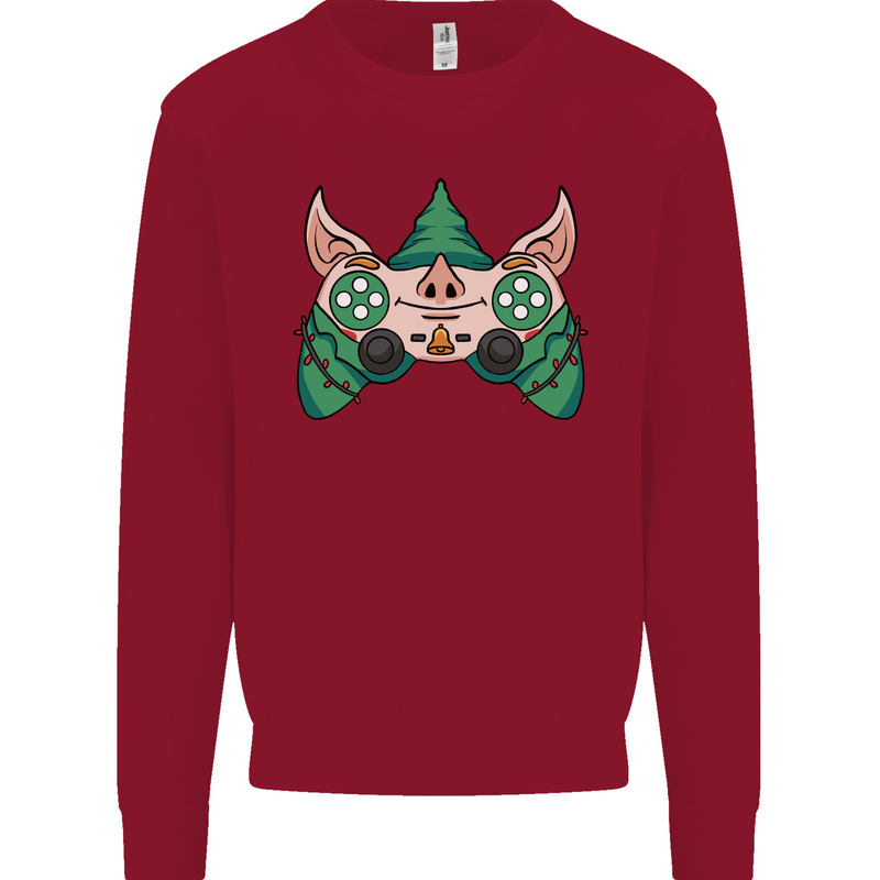 Christmas Elf Video Game Controller Joypad Xmas Kids Sweatshirt Jumper Red