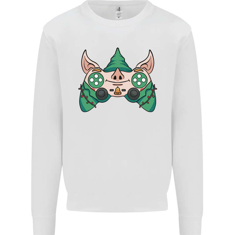 Christmas Elf Video Game Controller Joypad Xmas Kids Sweatshirt Jumper White