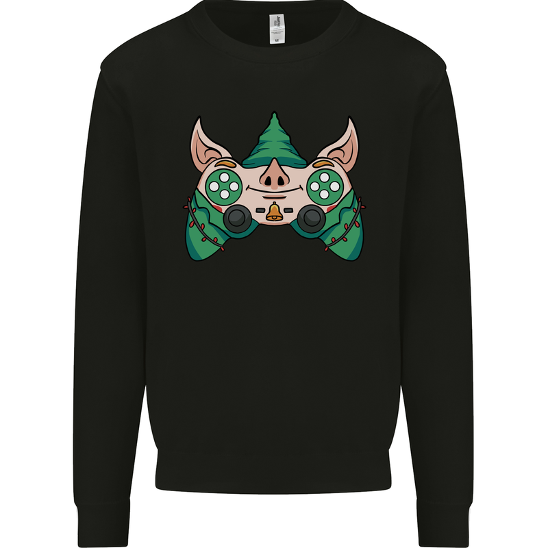 Christmas Elf Video Game Controller Joypad Xmas Mens Sweatshirt Jumper Black