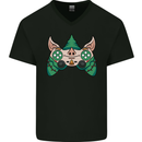 Christmas Elf Video Game Controller Joypad Xmas Mens V-Neck Cotton T-Shirt Black