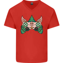 Christmas Elf Video Game Controller Joypad Xmas Mens V-Neck Cotton T-Shirt Red