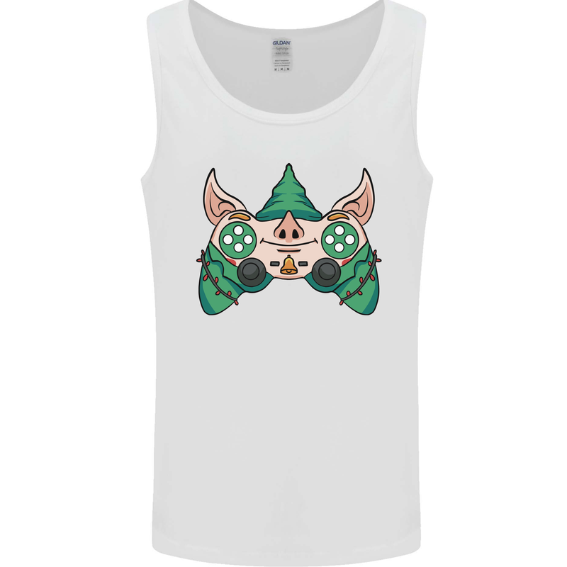 Christmas Elf Video Game Controller Joypad Xmas Mens Vest Tank Top White