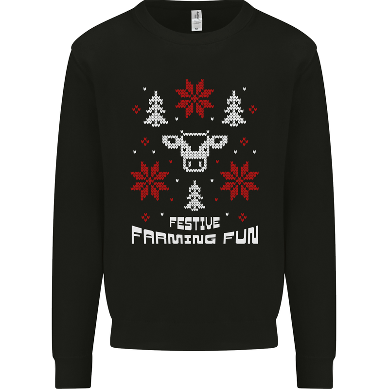 Christmas Farming Fun Funny Farmer Xmas Mens Sweatshirt Jumper Black