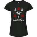 Christmas Farming Fun Funny Farmer Xmas Womens Petite Cut T-Shirt Black
