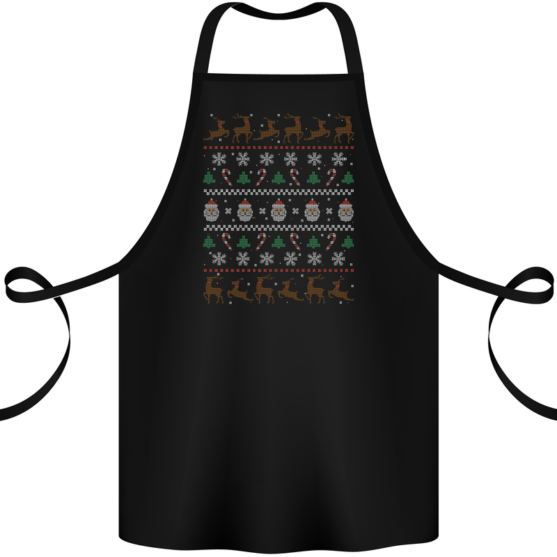 Christmas Festive Xmas Traditional Design Cotton Apron 100% Organic Black