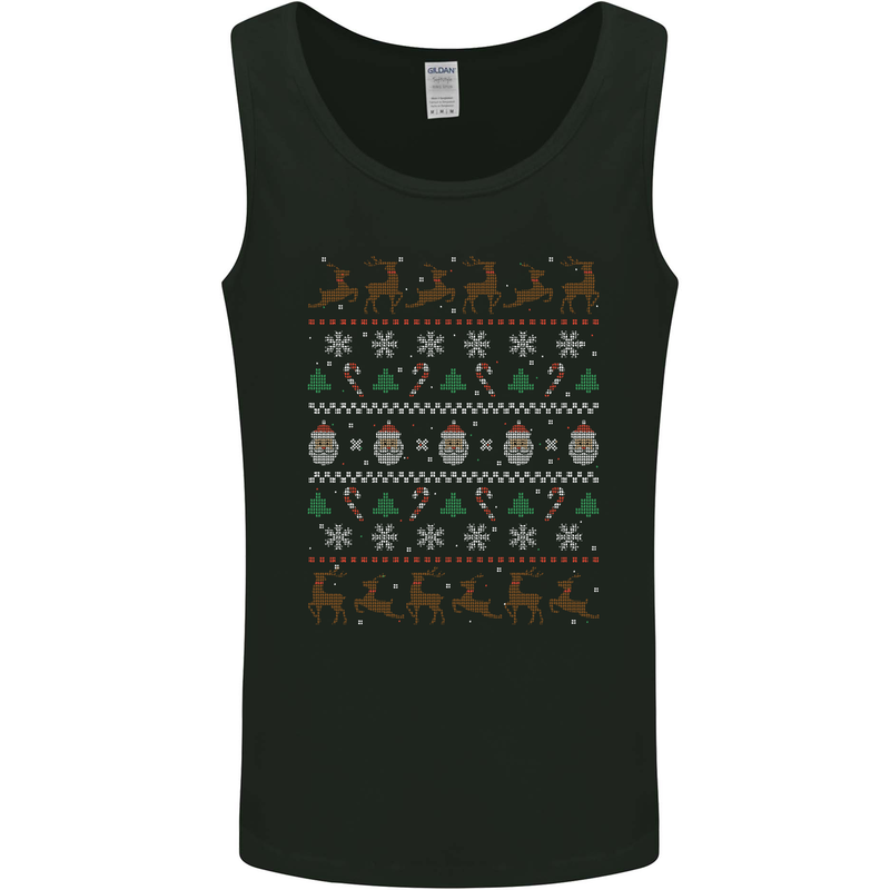 Christmas Festive Xmas Traditional Design Mens Vest Tank Top Black