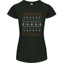 Christmas Festive Xmas Traditional Design Womens Petite Cut T-Shirt Black