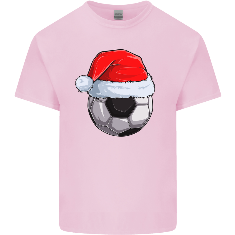 Christmas Football Santa Hat Xmas Soccer Kids T-Shirt Childrens Light Pink