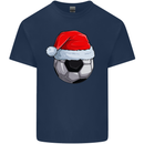 Christmas Football Santa Hat Xmas Soccer Kids T-Shirt Childrens Navy Blue