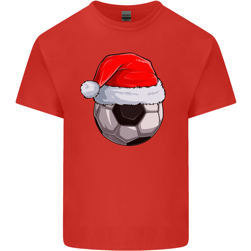 Christmas Football Santa Hat Xmas Soccer Kids T-Shirt Childrens Red