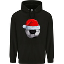 Christmas Football Santa Hat Xmas Soccer Mens 80% Cotton Hoodie Black