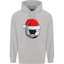 Christmas Football Santa Hat Xmas Soccer Mens 80% Cotton Hoodie Sports Grey