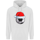 Christmas Football Santa Hat Xmas Soccer Mens 80% Cotton Hoodie White