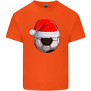 Christmas Football Santa Hat Xmas Soccer Mens Cotton T-Shirt Tee Top Orange
