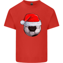 Christmas Football Santa Hat Xmas Soccer Mens Cotton T-Shirt Tee Top Red