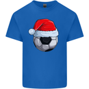 Christmas Football Santa Hat Xmas Soccer Mens Cotton T-Shirt Tee Top Royal Blue