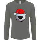 Christmas Football Santa Hat Xmas Soccer Mens Long Sleeve T-Shirt Charcoal