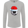Christmas Football Santa Hat Xmas Soccer Mens Long Sleeve T-Shirt Sports Grey