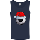 Christmas Football Santa Hat Xmas Soccer Mens Vest Tank Top Navy Blue
