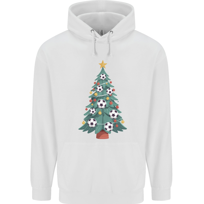 Christmas Football Tree Xmas Soccer Footy Childrens Kids Hoodie White