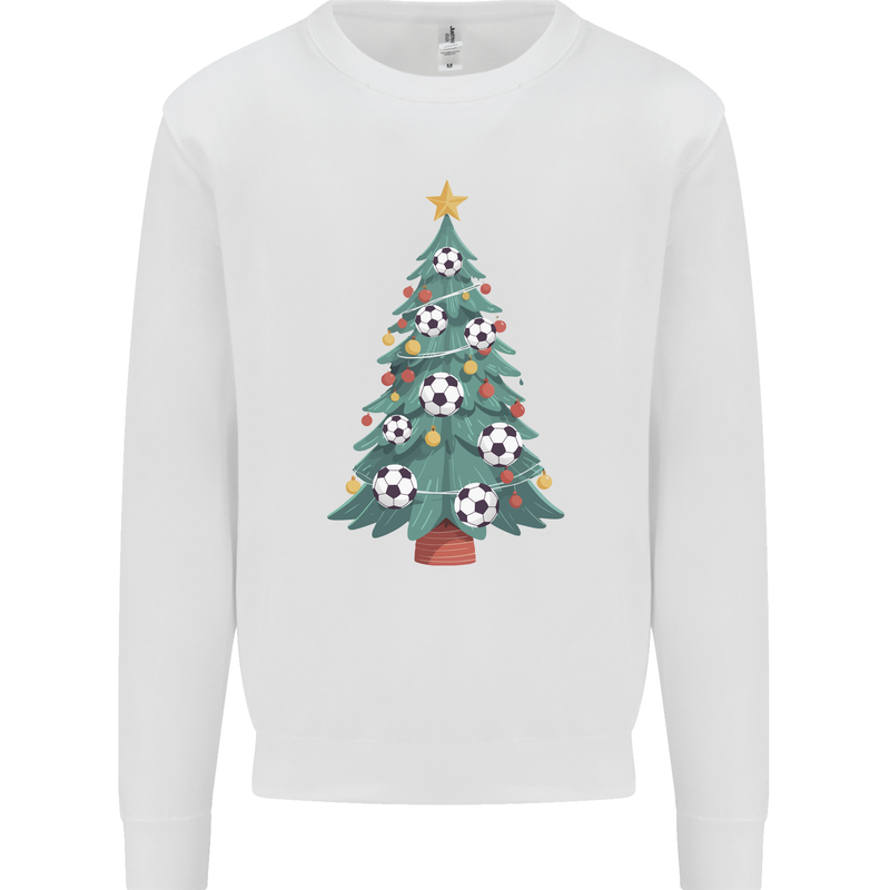 Christmas Football Tree Xmas Soccer Footy Kids Sweatshirt Jumper White