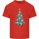 Christmas Football Tree Xmas Soccer Footy Kids T-Shirt Childrens Red