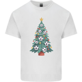 Christmas Football Tree Xmas Soccer Footy Kids T-Shirt Childrens White
