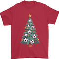 Christmas Football Tree Xmas Soccer Footy Mens T-Shirt 100% Cotton Red