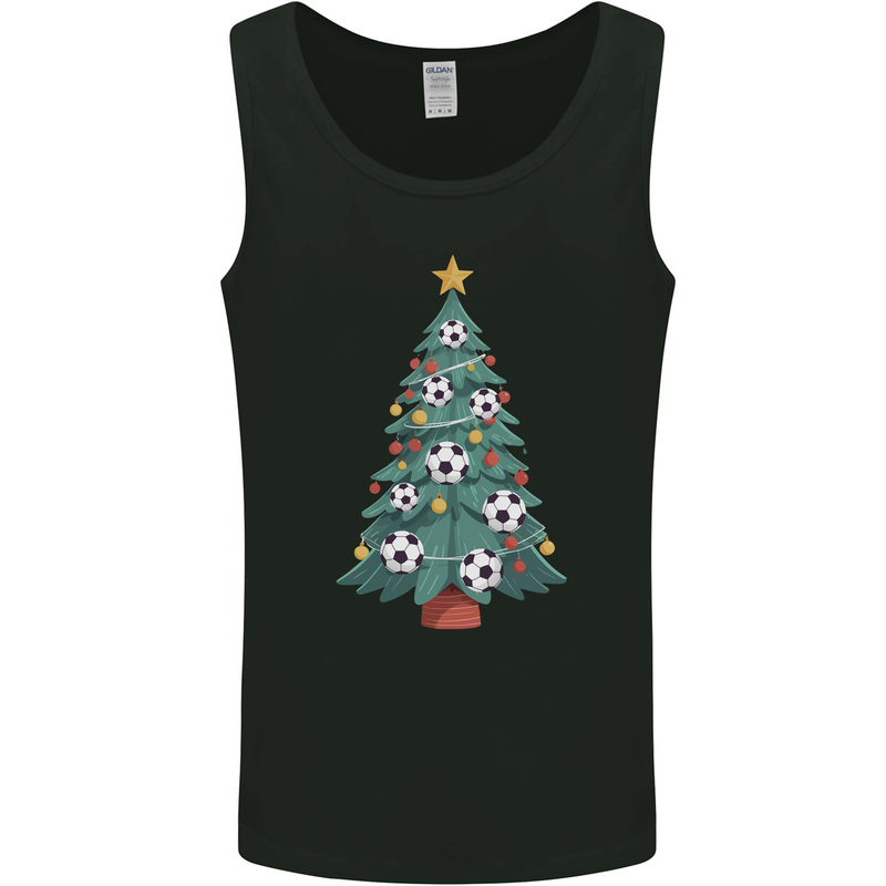 Christmas Football Tree Xmas Soccer Footy Mens Vest Tank Top Black