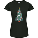 Christmas Football Tree Xmas Soccer Footy Womens Petite Cut T-Shirt Black