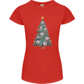 Christmas Football Tree Xmas Soccer Footy Womens Petite Cut T-Shirt Red