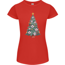 Christmas Football Tree Xmas Soccer Footy Womens Petite Cut T-Shirt Red