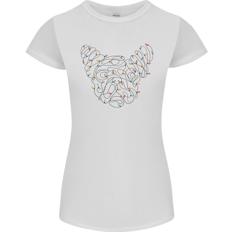 Christmas French Bulldog Dog Xmas Womens Petite Cut T-Shirt White
