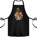 Christmas Frog Mushroom Xmas Mycology Foraging Cotton Apron 100% Organic Black