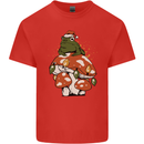Christmas Frog Mushroom Xmas Mycology Foraging Kids T-Shirt Childrens Red