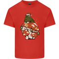 Christmas Frog Mushroom Xmas Mycology Foraging Mens Cotton T-Shirt Tee Top Red