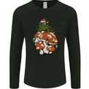 Christmas Frog Mushroom Xmas Mycology Foraging Mens Long Sleeve T-Shirt Black
