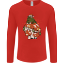 Christmas Frog Mushroom Xmas Mycology Foraging Mens Long Sleeve T-Shirt Red