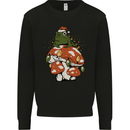 Christmas Frog Mushroom Xmas Mycology Foraging Mens Sweatshirt Jumper Black