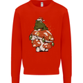 Christmas Frog Mushroom Xmas Mycology Foraging Mens Sweatshirt Jumper Bright Red