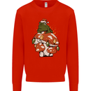 Christmas Frog Mushroom Xmas Mycology Foraging Mens Sweatshirt Jumper Bright Red