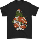 Christmas Frog Mushroom Xmas Mycology Foraging Mens T-Shirt 100% Cotton Black