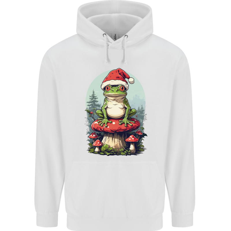 Christmas Frog Toadstool Xmas Mycology Foraging Childrens Kids Hoodie White